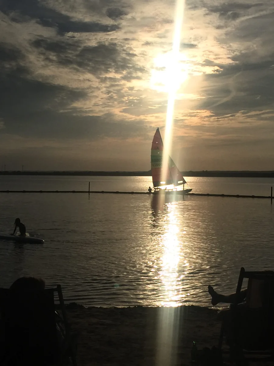 Sailboat at sunset on Dummer See