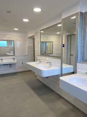 Clean washroom facility for campsite guests